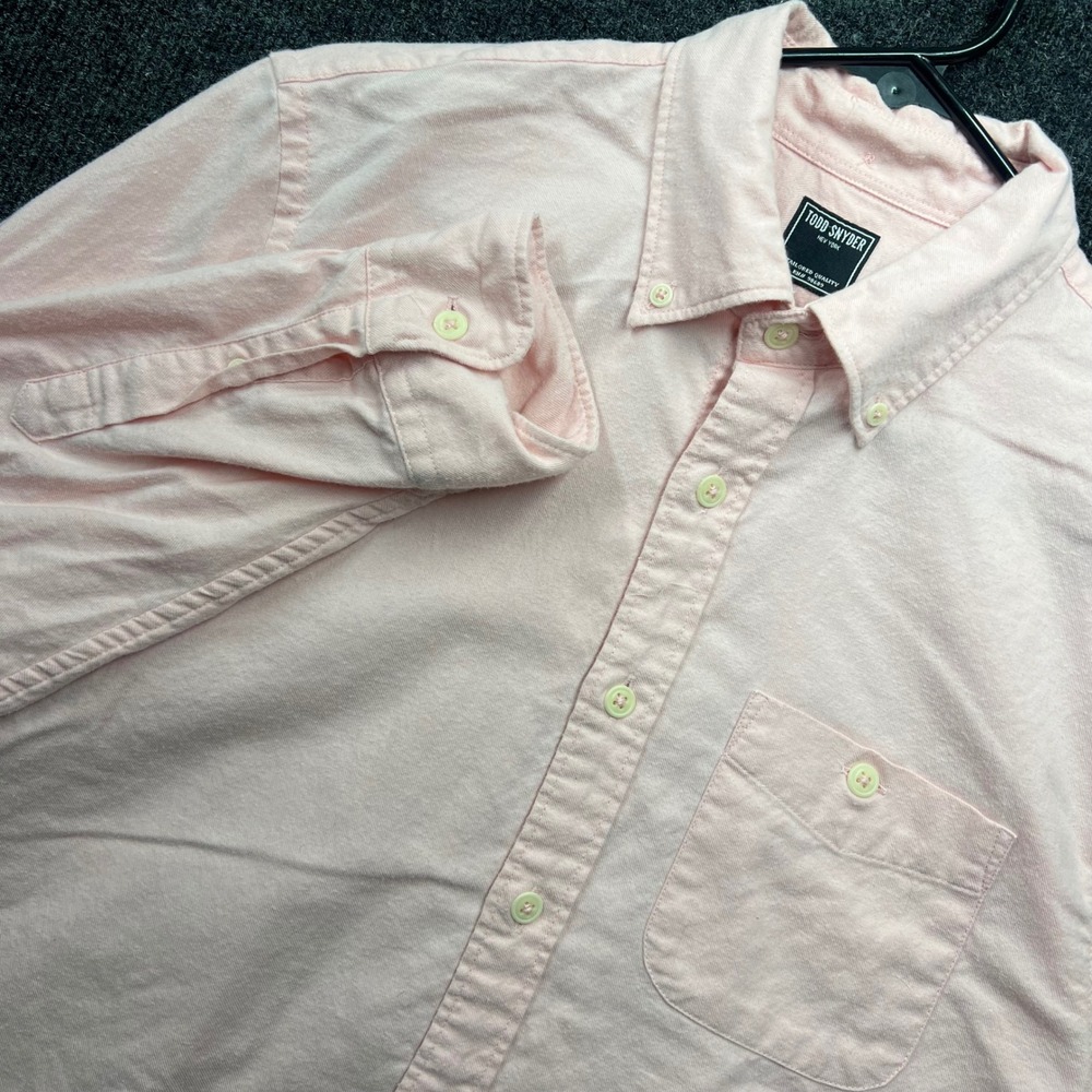 Todd Snyder Mens Pink Cotton Wool Blend Button Down Shirt Long Sleeve L SH027861